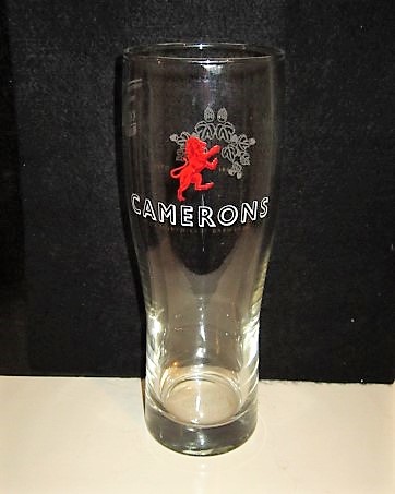 beer glass from the Camerons brewery in England with the inscription 'Camerons. The North East Brewers'
