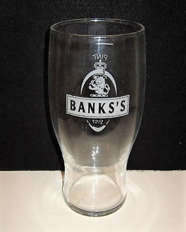 beer glass from the Wolverhampton & Dudley  brewery in England with the inscription 'Banks's since 1875'