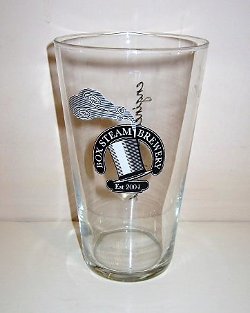 beer glass from the Box Steam Brewery brewery in England with the inscription 'Box Steam Brewery Est 2004'