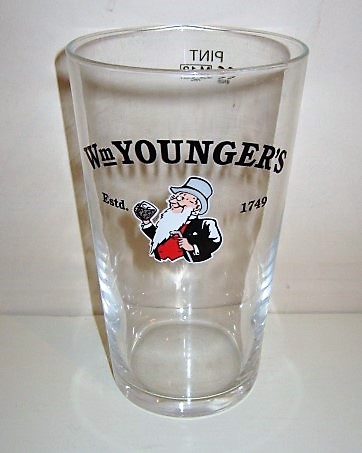 beer glass from the Caledonian  brewery in Scotland with the inscription 'Wm Younger's Estd 1749'