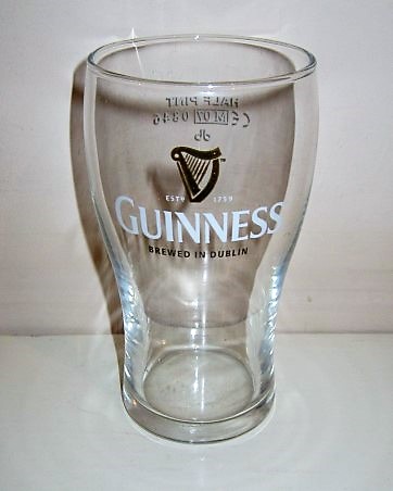 beer glass from the Guinness  brewery in Ireland with the inscription 'Estd 1759 Guinness,, Brewed In Dublin'