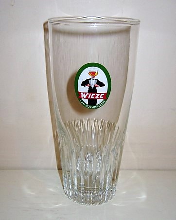 beer glass from the Roman brewery in Belgium with the inscription 'Wieze, Van Roy Belgium'