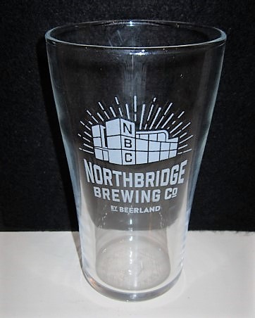 beer glass from the Northbridge Brewing Co brewery in Australia with the inscription 'NBC Northbridge Brewing Co , By Beerland'