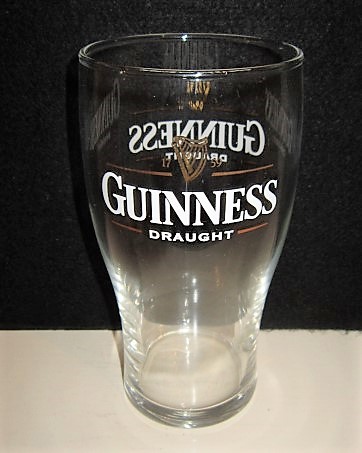 beer glass from the Guinness  brewery in Ireland with the inscription 'Guinness Draught'