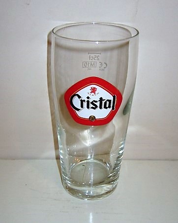 beer glass from the Alken-Maes  brewery in Belgium with the inscription 'Cristal'