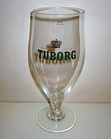 beer glass from the Tuborg brewery in Denmark with the inscription 'Tuborg, Leverandor Til Det Kgl Danske Hof'
