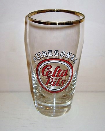 beer glass from the Meiresonne brewery in Belgium with the inscription 'Meiresonne Celta Pils'