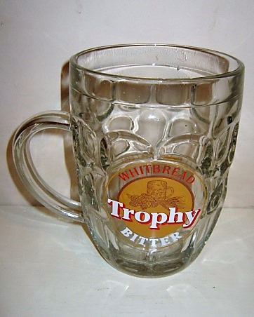 beer glass from the Whitbread  brewery in England with the inscription 'Whitbread Trophy Bitter'
