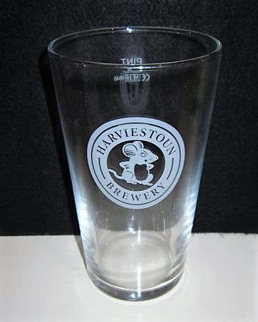 beer glass from the Harviestoun  brewery in Scotland with the inscription 'Harviestoun Brewery'