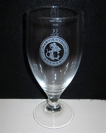 beer glass from the Harviestoun  brewery in Scotland with the inscription 'Harviestoun Brewery'