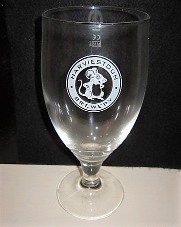 beer glass from the Harviestoun  brewery in Scotland with the inscription 'Harviestoun Brewery'