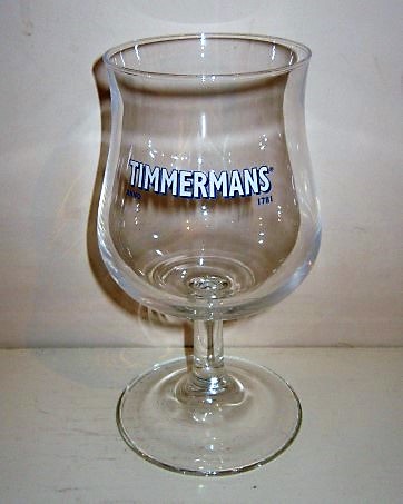 beer glass from the Timmermans brewery in Belgium with the inscription 'Timmermans Anno 1781'