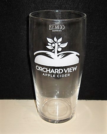 beer glass from the Shepherd Neame brewery in England with the inscription 'Orchard View Apple Cider'