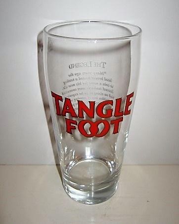 beer glass from the Hall & Woodhouse brewery in England with the inscription 'Tangle Foot'