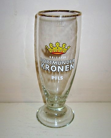 beer glass from the Dortmunder Actien brewery in Germany with the inscription 'Seit 1729 Dortmunder Kronen Pils'