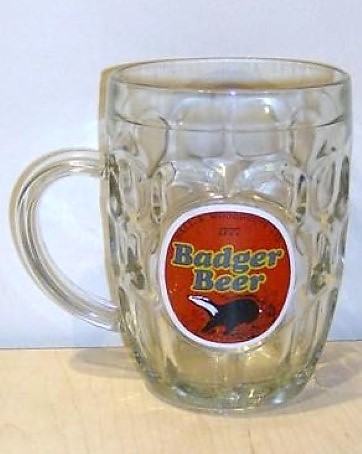 beer glass from the Hall & Woodhouse brewery in England with the inscription 'Hall & Woodhouse 1777 LTD Badger Beer'