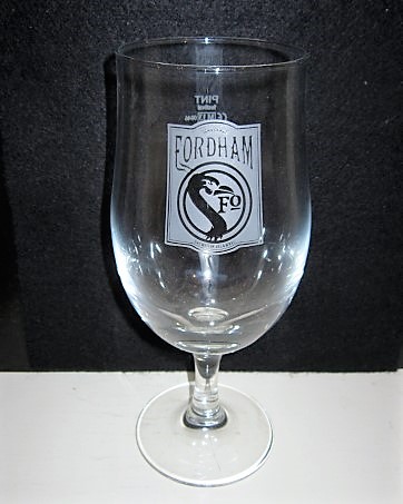 beer glass from the Fordham & Dominion brewery in U.S.A. with the inscription 'Fordham FO Brewed in Delaware'