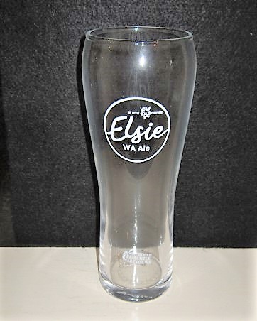 beer glass from the Foster's brewery in Australia with the inscription 'Elsie WA Ale By Little Creatures, Proudly Brewed In Fremantle Made For WA'