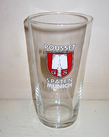 beer glass from the Spaten brewery in Germany with the inscription 'Pousset GS Spaten Munich'