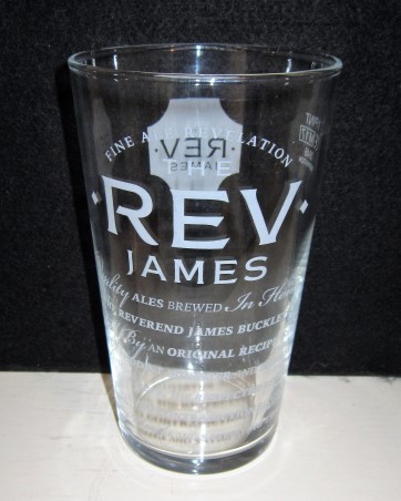 beer glass from the SA Brain brewery in Wales with the inscription 'Fine Ale Revelation The Rev James'