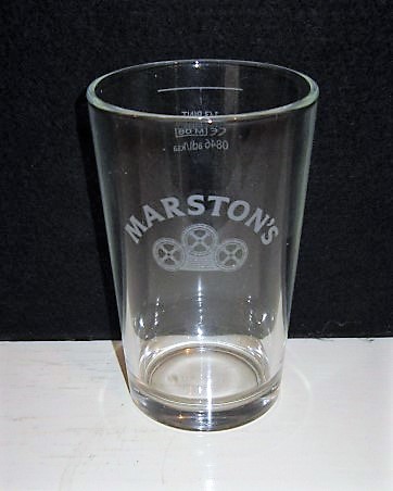 beer glass from the Marston's brewery in England with the inscription 'Marston's '