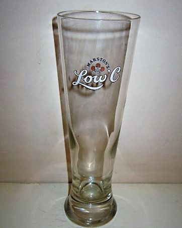 beer glass from the Marston's brewery in England with the inscription 'Marston's Low C'