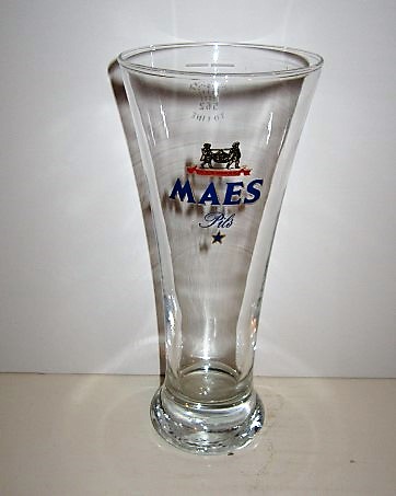beer glass from the Alken-Maes  brewery in Belgium with the inscription 'Maes Pils'