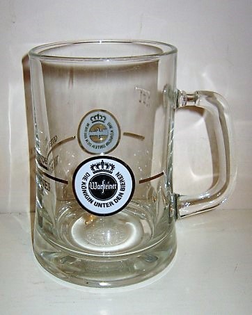 beer glass from the Warsteiner brewery in Germany with the inscription 'Warsteiner Die Konigin Unter Den Bieren'