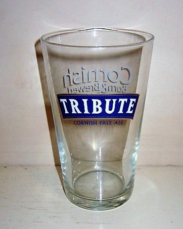 beer glass from the St. Austlell  brewery in England with the inscription 'Tribute Cornish Ale'