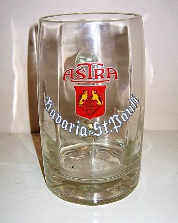 beer glass from the St. Pauli Brewery brewery in Germany with the inscription 'Astra Bavaria St Pauli'