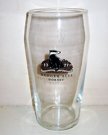 beer glass from the Hall & Woodhouse brewery in England with the inscription '1777 Badger Ales Dorset'