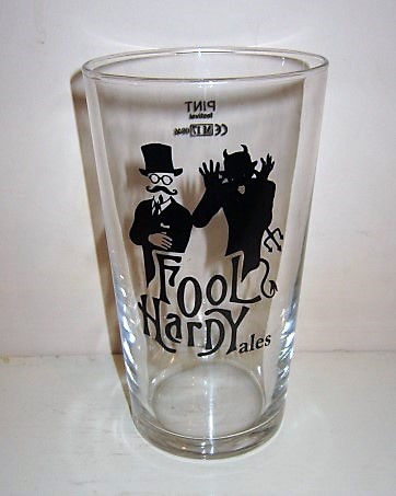 beer glass from the Fool Hardy brewery in England with the inscription 'Fool Hardy Ales'
