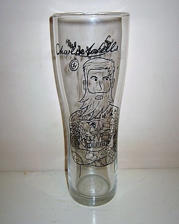 beer glass from the Charles Wells brewery in England with the inscription 'Charlie Well's Bedford, Since 1876'