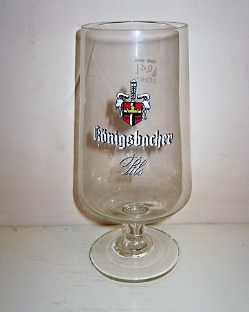 beer glass from the Konigsbacher brewery in Germany with the inscription 'Konigsbacher Pilsener'