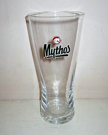 beer glass from the Mythos brewery in Greece with the inscription 'Mythos '