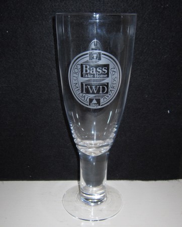 beer glass from the Bass  brewery in England with the inscription 'Bass Take Home FWD Gold Medal Awards 92'