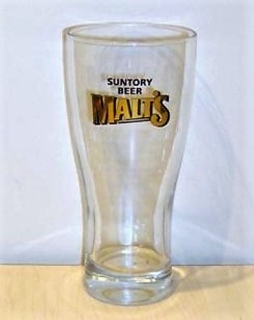 beer glass from the Suntory brewery in Japan with the inscription 'Suntory Beer Malt's'