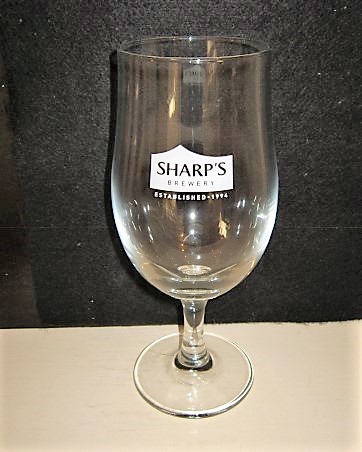 beer glass from the Sharp's brewery in England with the inscription 'Sharp's Brewery, Established 1994'