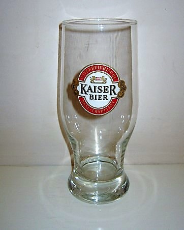 beer glass from the Aktiengesellschaft  brewery in Austria with the inscription 'Kaiser Bier, Osterreichische Brau Tradition '