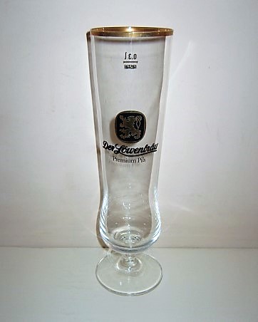 beer glass from the Lowenbrau brewery in Germany with the inscription 'Der Lowenbrau Premium Pils'