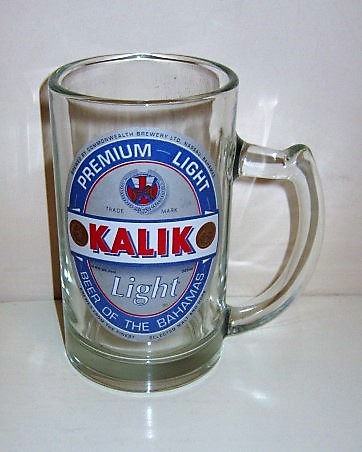 beer glass from the Heineken brewery in Bahamas with the inscription 'Kalik Light, Premium Light Beer Of The Bahamas '