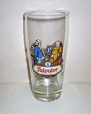 beer glass from the Paulaner brewery in Germany with the inscription 'Salvator Munchen'