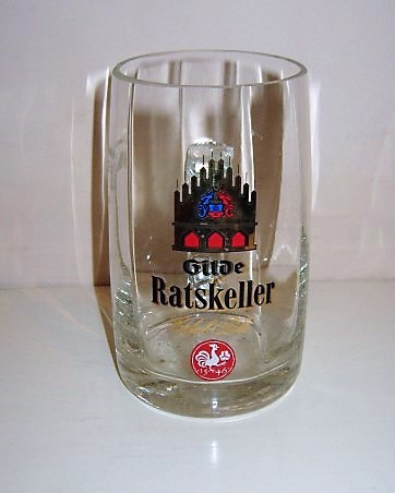 beer glass from the Gilde brewery in Germany with the inscription 'Gilde Ratskeller'
