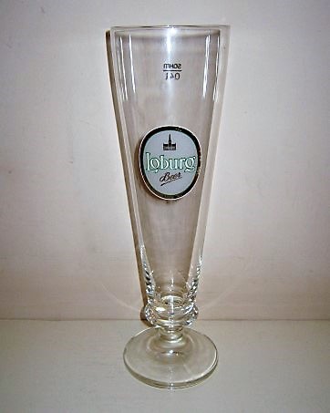 beer glass from the Stella Artois brewery in Belgium with the inscription 'Loburg Beer'