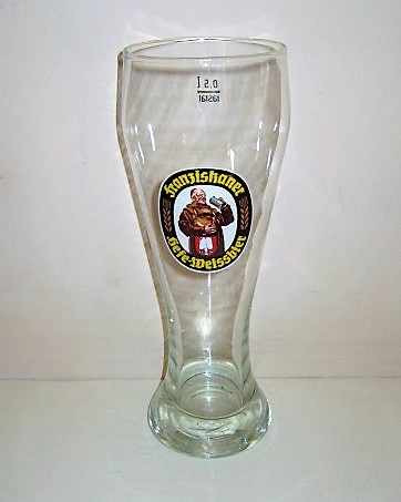 beer glass from the Franziskaner brewery in Germany with the inscription 'Franziskaner Hefe Weissbier '