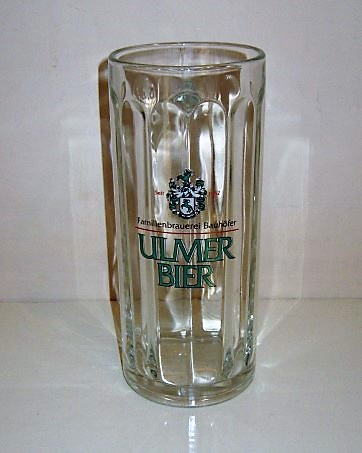 beer glass from the Ulmer  brewery in Germany with the inscription 'Ulmer Bier Seit 1852 Familienbrauerei Bauhofer'