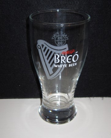 beer glass from the Guinness  brewery in Ireland with the inscription 'Breo White Beer'