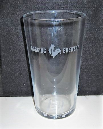 beer glass from the Dorking  brewery in England with the inscription 'Dorking Brewery'