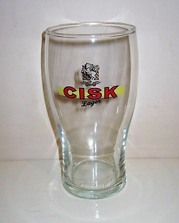 beer glass from the Farsons brewery in Malta with the inscription 'Cisk Lager'