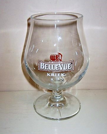 beer glass from the Belle vue brewery in Belgium with the inscription 'Belle-vue Kriek'